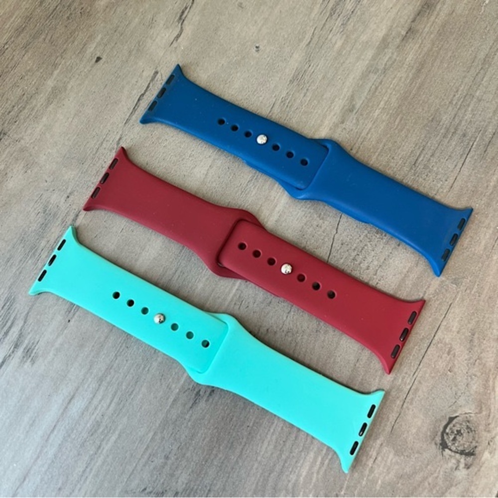 Apple Watch Bands 38 40mm Silicone Sport Strap Set 3pc Navy Red Blue S - M - Picture 3 of 16